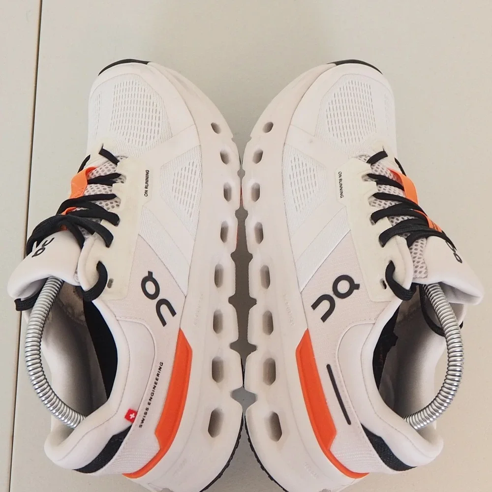 On Cloudmonster Running Shoes Women 7.5 White Orange Athletic Sneakers Support - Picture 7 of 12